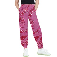 Pink Circuit Pattern Kids  Joggers by Ket1n9