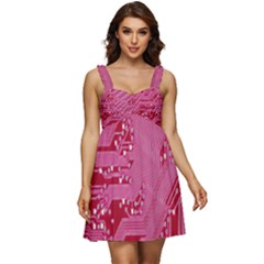 Pink Circuit Pattern Ruffle Strap Babydoll Chiffon Dress by Ket1n9