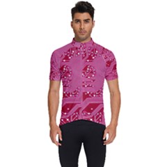 Pink Circuit Pattern Men s Short Sleeve Cycling Jersey by Ket1n9