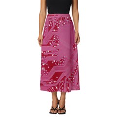 Pink Circuit Pattern Classic Midi Chiffon Skirt by Ket1n9