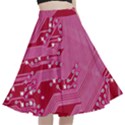 Pink Circuit Pattern A-Line Full Circle Midi Skirt With Pocket View1