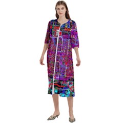 Technology Circuit Board Layout Pattern Women s Cotton 3/4 Sleeve Night Gown by Ket1n9