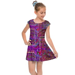 Technology Circuit Board Layout Pattern Kids  Cap Sleeve Dress by Ket1n9