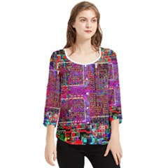 Technology Circuit Board Layout Pattern Chiffon Quarter Sleeve Blouse by Ket1n9