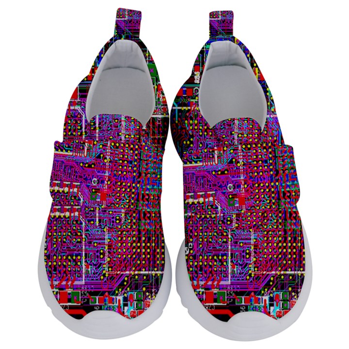 Technology Circuit Board Layout Pattern Kids  Velcro No Lace Shoes