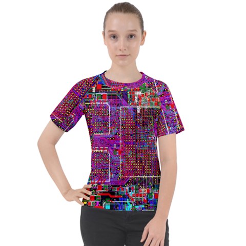 Technology Circuit Board Layout Pattern Women s Sport Raglan T-shirt by Ket1n9