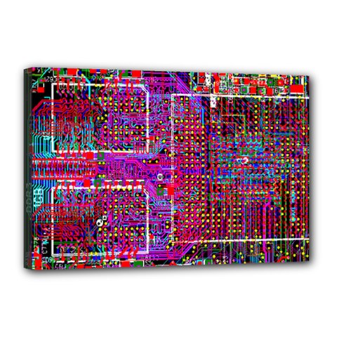 Technology Circuit Board Layout Pattern Canvas 18  X 12  (stretched) by Ket1n9