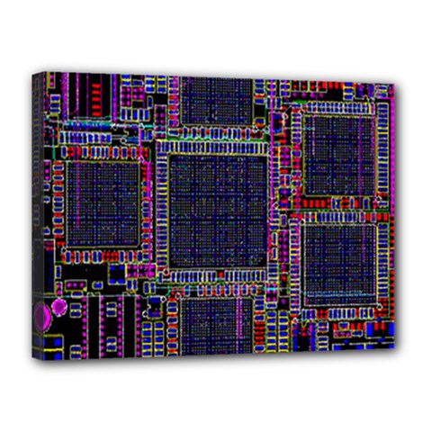 Cad Technology Circuit Board Layout Pattern Canvas 16  X 12  (stretched) by Ket1n9