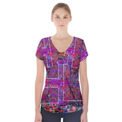 Technology Circuit Board Layout Pattern Short Sleeve Front Detail Top by Ket1n9