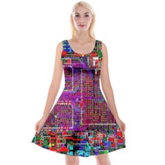 Technology Circuit Board Layout Pattern Reversible Velvet Sleeveless Dress by Ket1n9