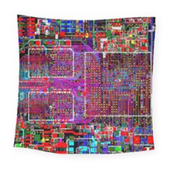 Technology Circuit Board Layout Pattern Square Tapestry (large) by Ket1n9