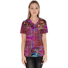 Technology Circuit Board Layout Pattern Women s V-neck Scrub Top by Ket1n9