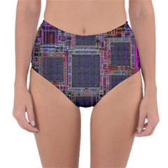 Cad Technology Circuit Board Layout Pattern Reversible High-waist Bikini Bottoms by Ket1n9