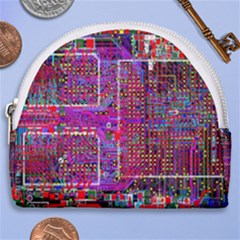 Technology Circuit Board Layout Pattern Horseshoe Style Canvas Pouch by Ket1n9