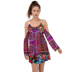 Technology Circuit Board Layout Pattern Boho Dress by Ket1n9