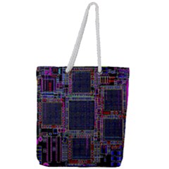 Cad Technology Circuit Board Layout Pattern Full Print Rope Handle Tote (large) by Ket1n9