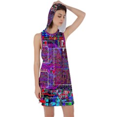 Technology Circuit Board Layout Pattern Racer Back Hoodie Dress by Ket1n9