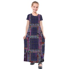 Cad Technology Circuit Board Layout Pattern Kids  Short Sleeve Maxi Dress by Ket1n9