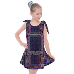 Cad Technology Circuit Board Layout Pattern Kids  Tie Up Tunic Dress by Ket1n9