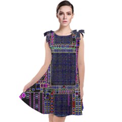 Cad Technology Circuit Board Layout Pattern Tie Up Tunic Dress by Ket1n9