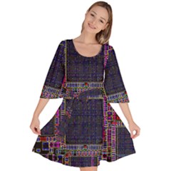 Cad Technology Circuit Board Layout Pattern Velour Kimono Dress by Ket1n9