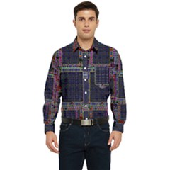 Cad Technology Circuit Board Layout Pattern Men s Long Sleeve Pocket Shirt  by Ket1n9