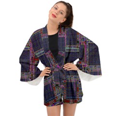 Cad Technology Circuit Board Layout Pattern Long Sleeve Kimono by Ket1n9