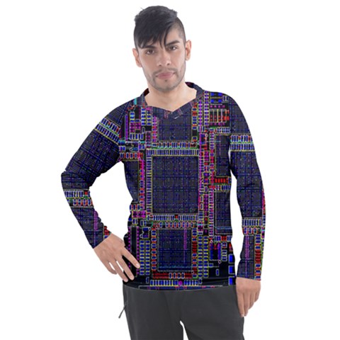 Cad Technology Circuit Board Layout Pattern Men s Pique Long Sleeve T-shirt by Ket1n9