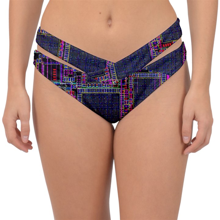 Cad Technology Circuit Board Layout Pattern Double Strap Halter Bikini Bottoms