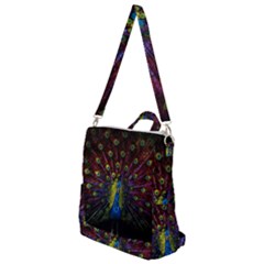 Beautiful Peacock Feather Crossbody Backpack by Ket1n9