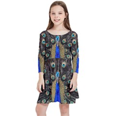 Peacock Kids  Quarter Sleeve Skater Dress by Ket1n9