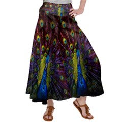 Beautiful Peacock Feather Women s Satin Palazzo Pants by Ket1n9