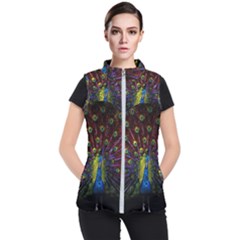 Beautiful Peacock Feather Women s Puffer Vest by Ket1n9