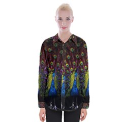 Beautiful Peacock Feather Womens Long Sleeve Shirt