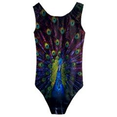 Beautiful Peacock Feather Kids  Cut-out Back One Piece Swimsuit by Ket1n9