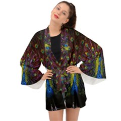 Beautiful Peacock Feather Long Sleeve Kimono by Ket1n9