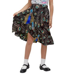 Peacock Kids  Ruffle Flared Wrap Midi Skirt by Ket1n9