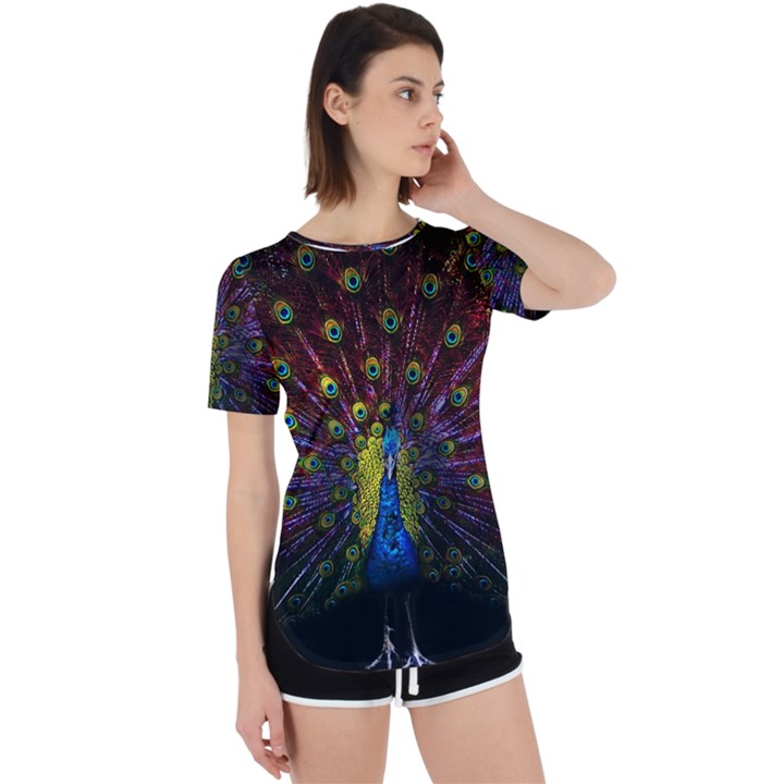 Beautiful Peacock Feather Perpetual Short Sleeve T-Shirt