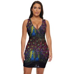 Beautiful Peacock Feather Draped Bodycon Dress by Ket1n9