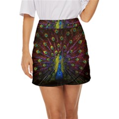 Beautiful Peacock Feather Mini Front Wrap Skirt by Ket1n9