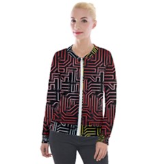 Circuit Board Seamless Patterns Set Velvet Zip Up Jacket by Ket1n9