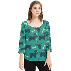 Happy Dogs Animals Pattern Chiffon Quarter Sleeve Blouse by Ket1n9