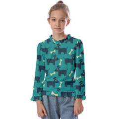 Happy Dogs Animals Pattern Kids  Frill Detail T-shirt