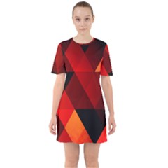 Abstract Triangle Wallpaper Sixties Short Sleeve Mini Dress by Ket1n9