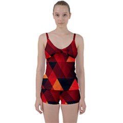 Abstract Triangle Wallpaper Tie Front Two Piece Tankini by Ket1n9