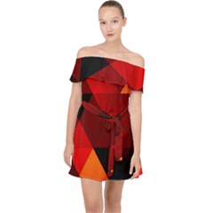 Abstract Triangle Wallpaper Off Shoulder Chiffon Dress by Ket1n9