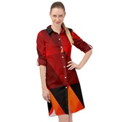 Abstract Triangle Wallpaper Long Sleeve Mini Shirt Dress by Ket1n9