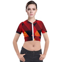 Abstract Triangle Wallpaper Short Sleeve Cropped Jacket by Ket1n9