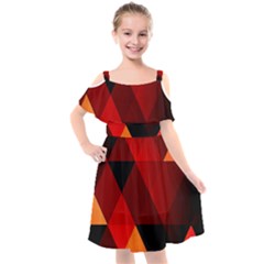 Abstract Triangle Wallpaper Kids  Cut Out Shoulders Chiffon Dress by Ket1n9