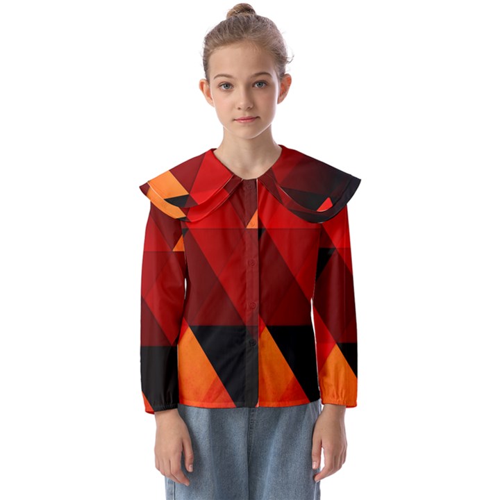 Abstract Triangle Wallpaper Kids  Peter Pan Collar Blouse